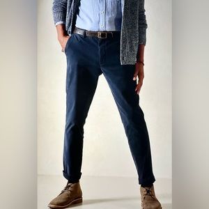 Hiltl Men’s Pero Chino Noble Contemporary Fit Pants Navy ~New~
